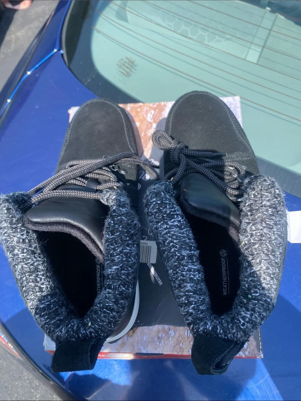Weatherproof Black Kids Waterproof Lace-Up Boots